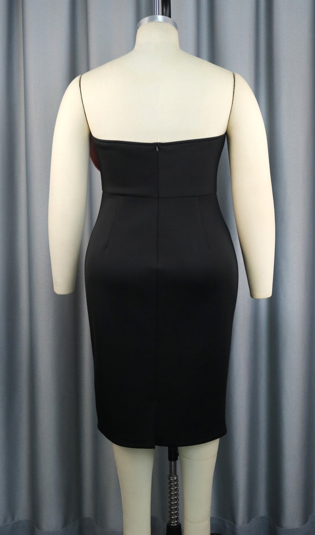 Elegant 3D Big Bow Strapless Midi Dress in Black - Perfect for Weddings, Parties & Special Occasions