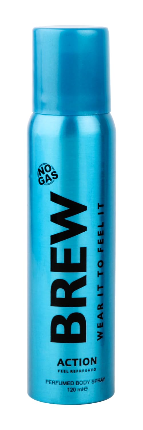 Brew ACTION No Gas Body Spray for Men & Women | Refreshing Mint, Ice & Sea Scent | 120ml Deodorant | Perfect for Gym, Travel & Daily Freshness