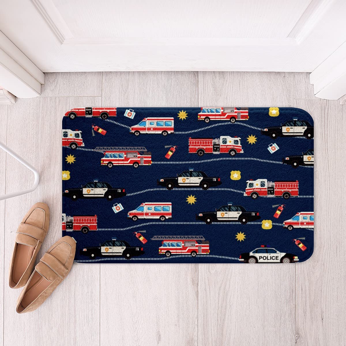 **Non-Slip Fire Truck Bath Mats for Kids - 16