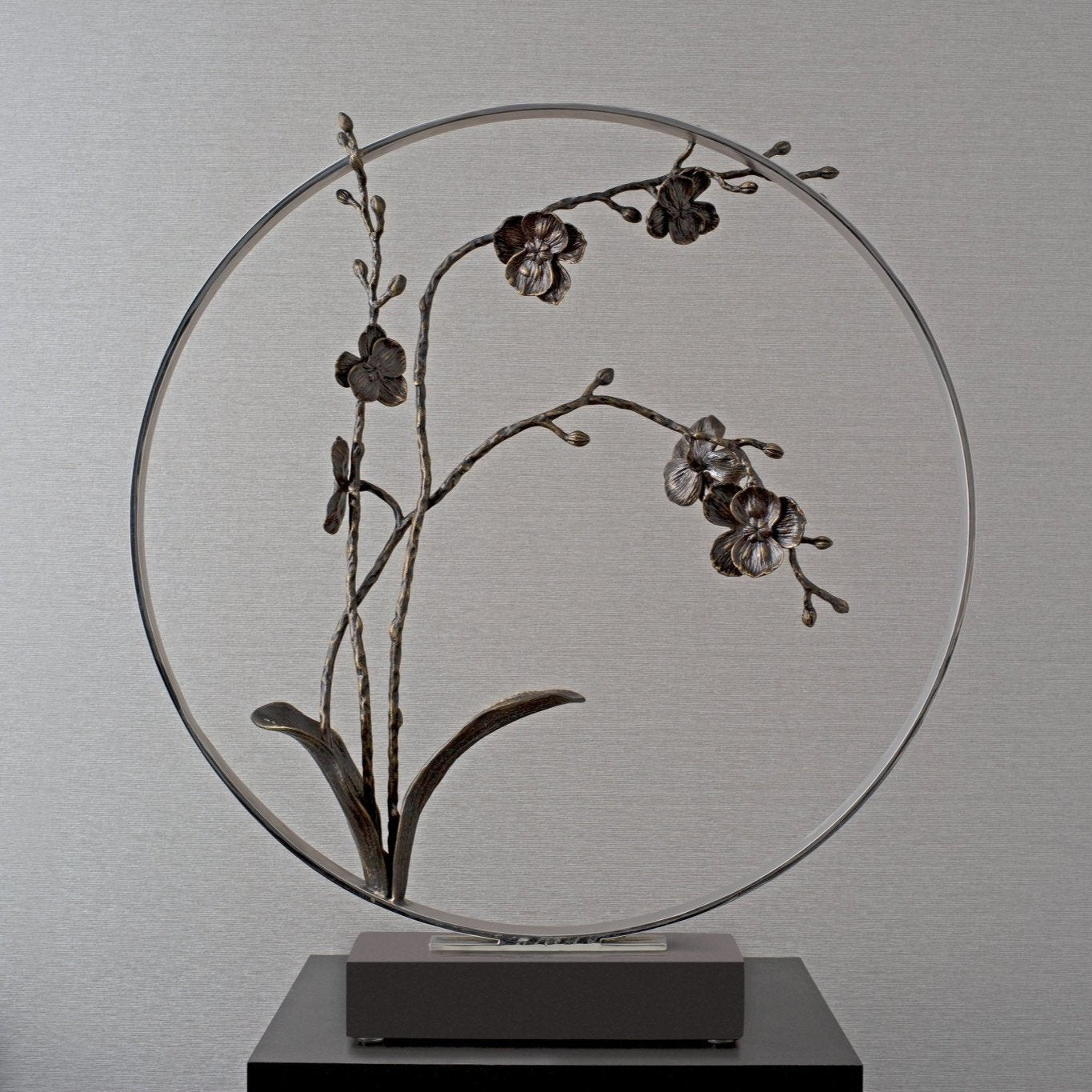 Black Orchid 22 Moon Gate Sculpture - Elegant Asian-Inspired Garden Decor for Outdoor Zen Spaces & Home Entranceways