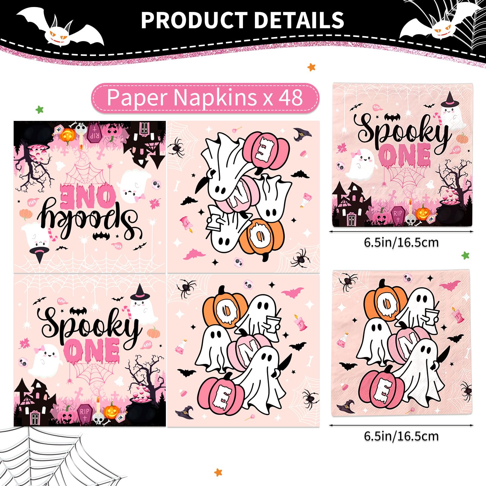 Spooky One Halloween Napkins for Party Supplies, Durable & Fun Party Tableware, Perfect for Halloween Celebrations & Themed Gatherings