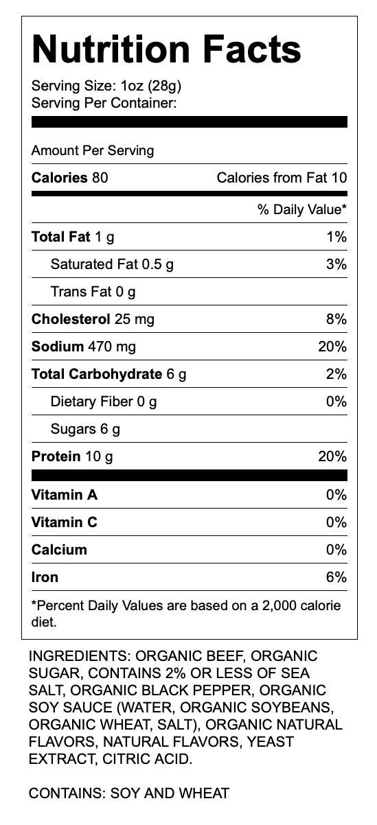 Dietz & Watson Organic Peppered Beef Jerky - 2.5 oz | High Protein Snack for Hiking, Camping & Keto Diet | Gluten-Free & All-Natural Meat Snacks