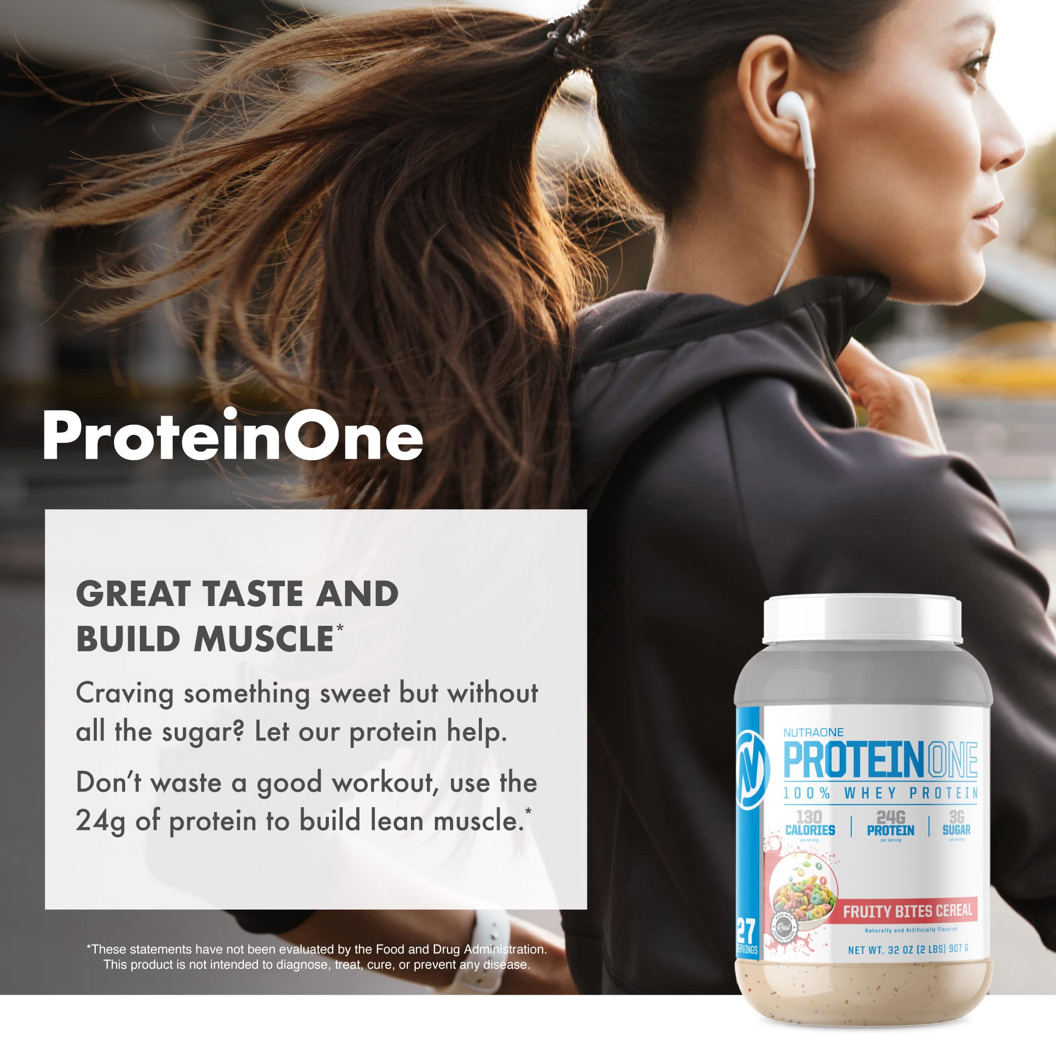 NutraOne ProteinOne Whey Protein Powder for Men & Women - 2 lbs Cinnamon Square Cereal Flavor | Muscle Recovery & Growth Supplement | Post-Workout Shake for Gym & Fitness Enthusiasts
