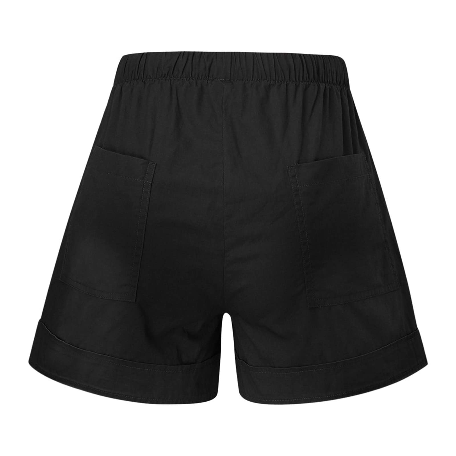 Women's Cotton Shorts with Pockets - Elastic Waist Lounge Shorts for Summer