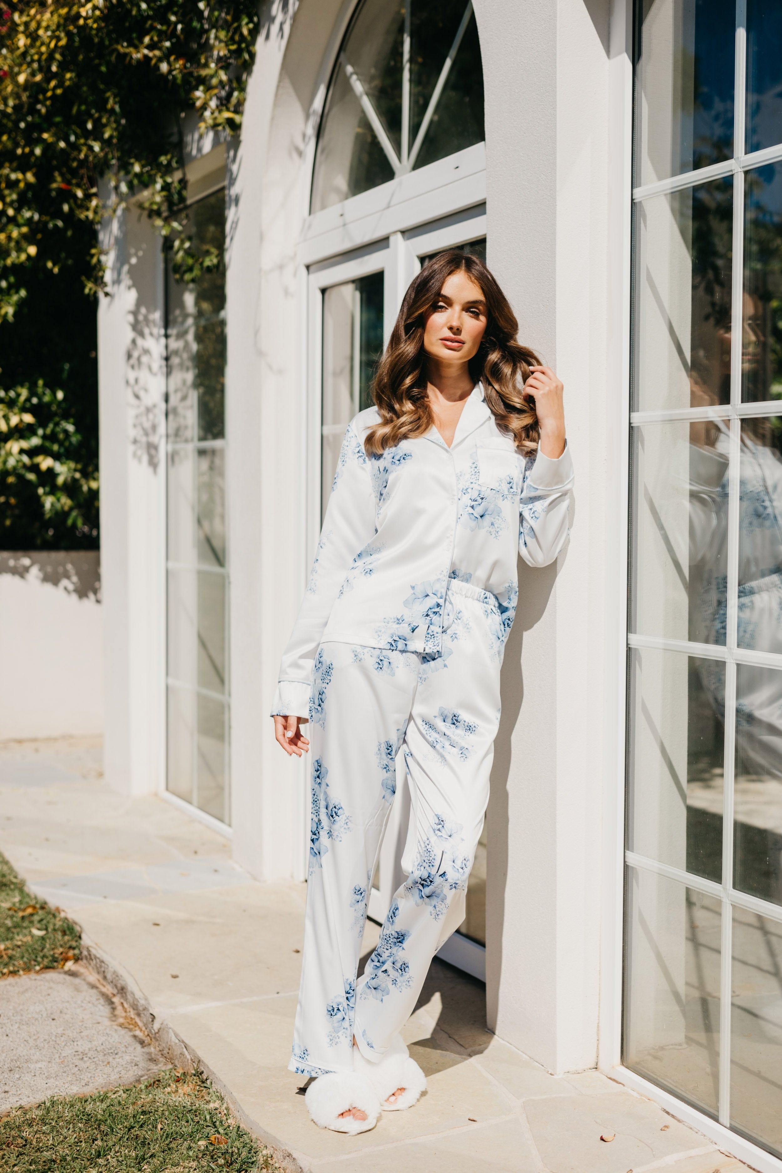 Katerina Bleu De Fleur Printed Pajama Set for Women - Soft Cotton Sleepwear with Floral Design - Perfect for Lounging, Sleepovers & Cozy Nights at Home