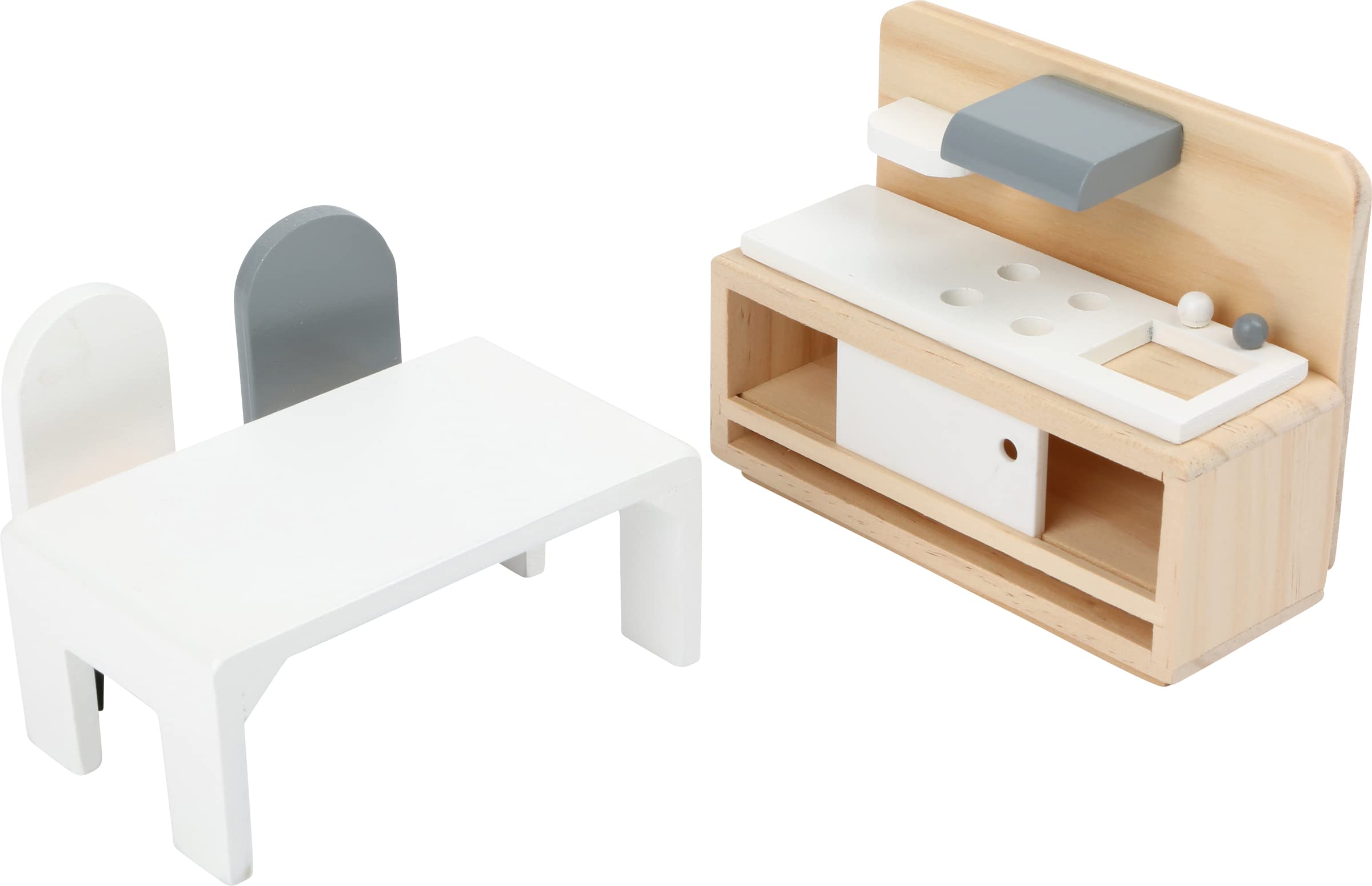 Small Foot 11414 Maison de Poupée en Bois - Ensemble Complet avec Salle de Séjour, Cuisine, Chambre et Salle de Bains - Jouet Éducatif pour Enfants à Partir de 3 Ans - Idéal pour Jeu Créatif et Développement de l'Imagination