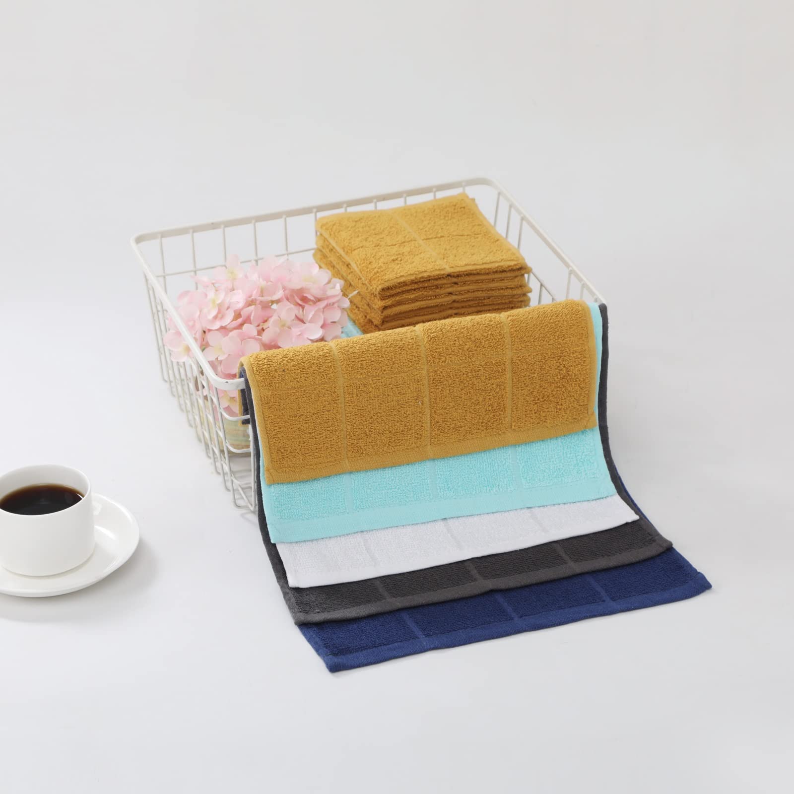 Glynniss 100% Cotton Dishcloths - Super Absorbent Kitchen Rags for Washing Dishes (Aqua Sky) - Perfect for Daily Cleaning