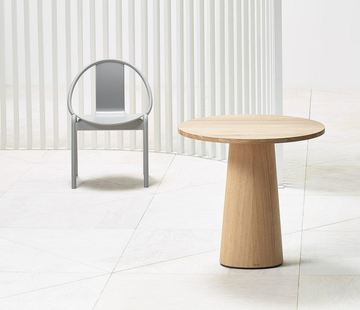 Modern Round Dining Table by Ton - Solid Wood Top & Metal Base for Kitchen, Dining Room, or Breakfast Nook | Stylish & Durable Home Furniture