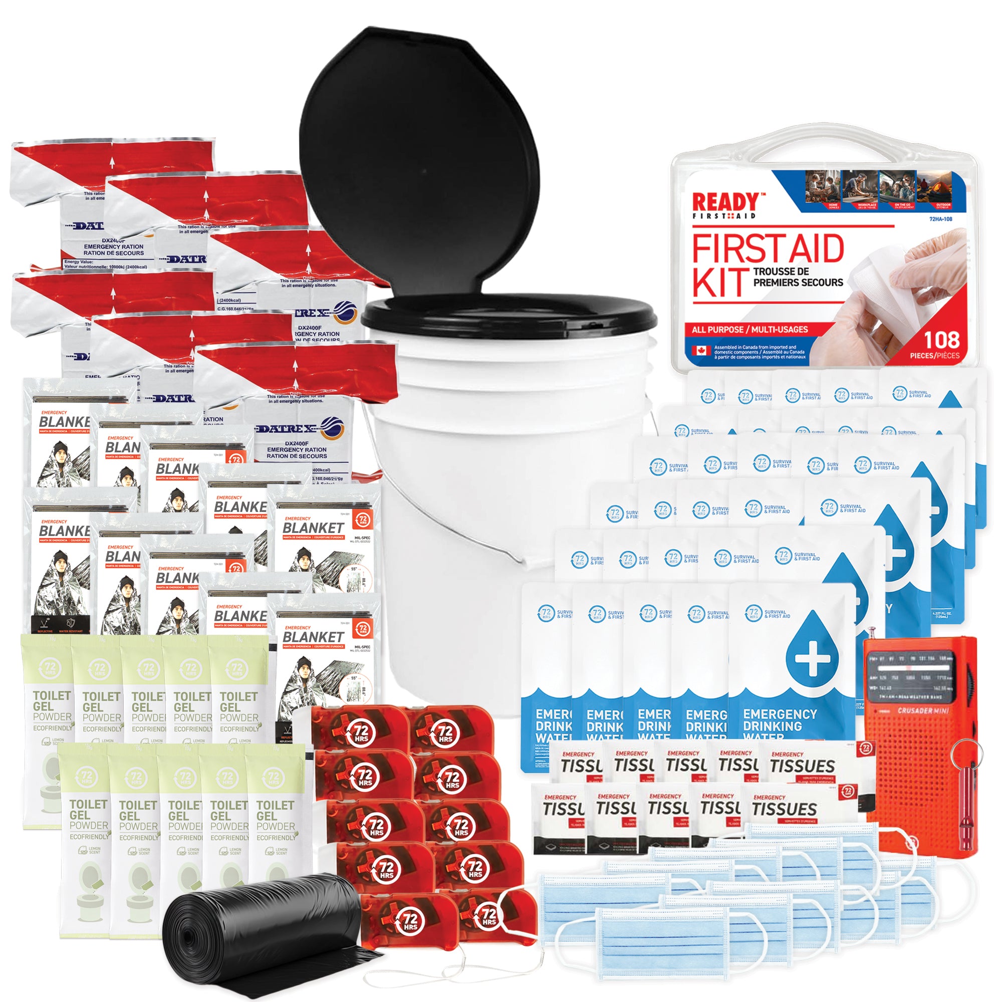 10-Person Essential Emergency Survival Kit - First Aid, Food, Water & Shelter Supplies for Camping, Hiking & Disaster Preparedness