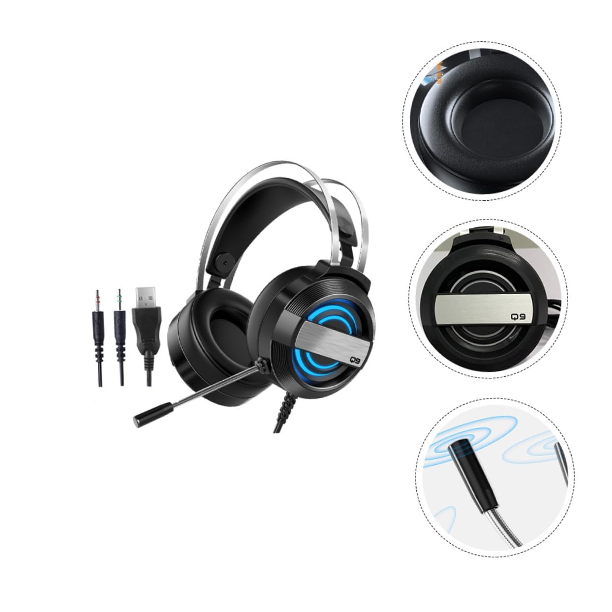 BESTonZON Professional Wired Gaming Headset with Noise Cancellation - Durable Over-Ear Headphones for PC, PS4, Xbox - Perfect for Competitive Gaming, Streaming & Online Meetings