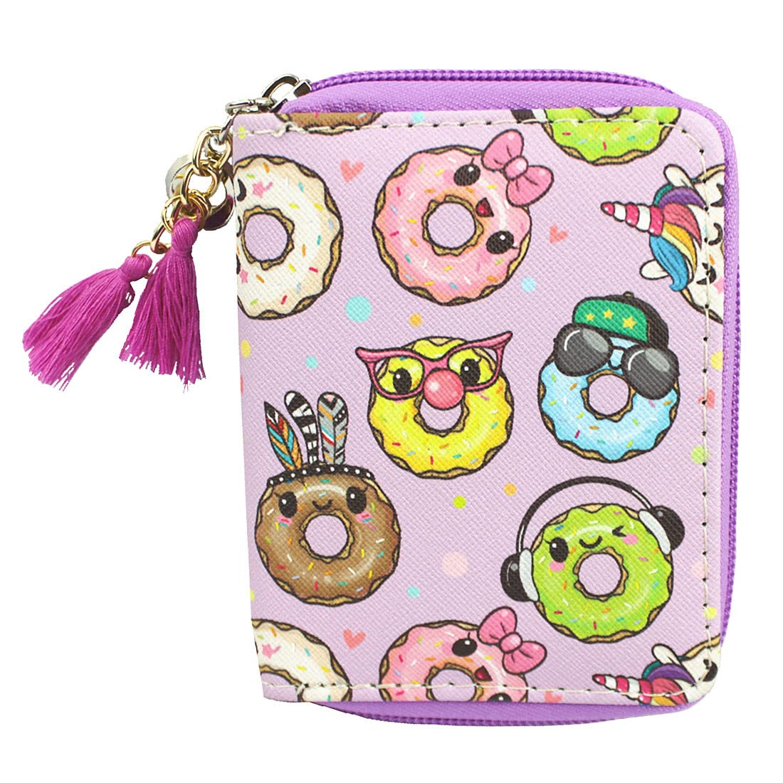 Mayebridge Women's Cute Donut Zipper Wallet - PU Leather Novelty Purse with Around Zipper Design for Women | Perfect for Everyday Use, Travel & Gift Giving (Donuts 0605)