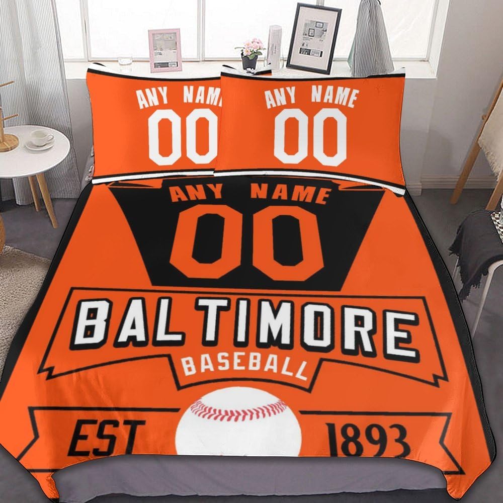 Custom Baseball Fan Comforter Set - 3 Piece Soft & Lightweight Bedding (1 Duvet Cover + 2 Pillowcases) for Sports Themed Bedroom Decor - Perfect for Fans, Gifts & Game Day Room Styling