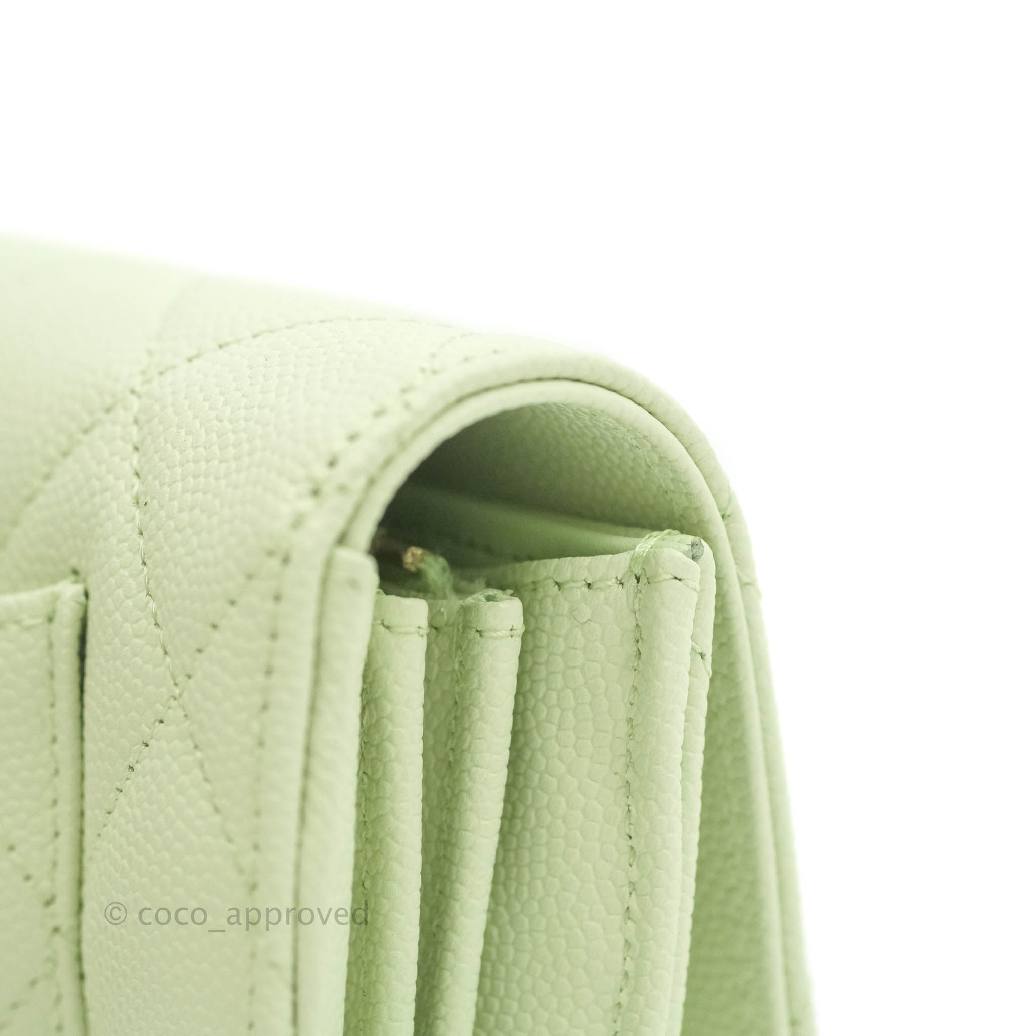 Chanel Caviar Quilted Long Flap Wallet in Mint Green with Gold Hardware - Luxury Designer Wallet for Women, Perfect for Everyday Use & Special Occasions