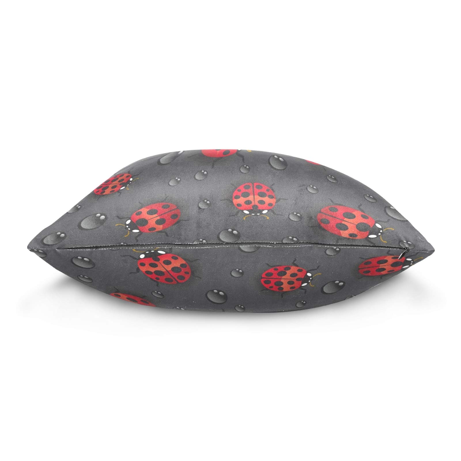 Red Ladybugs Decorative Throw Pillow Covers 18x18 Inch - Square Farmhouse Style Cushion Cases for Sofa, Couch, Bed & Home Decor | Perfect for Living Room, Nursery & Outdoor Use