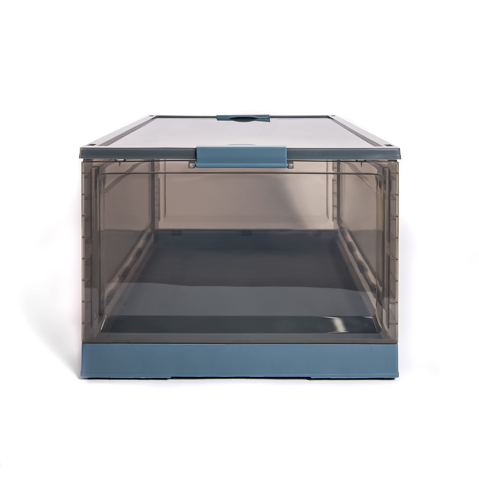 2-Pack X-LARGE Collapsible Storage Bins with Side Opening & Stackable Lid - Foldable Storage Box for Home & Office Organization (Blue) - Perfect for Closet, Garage, Kids Room & Seasonal Storage