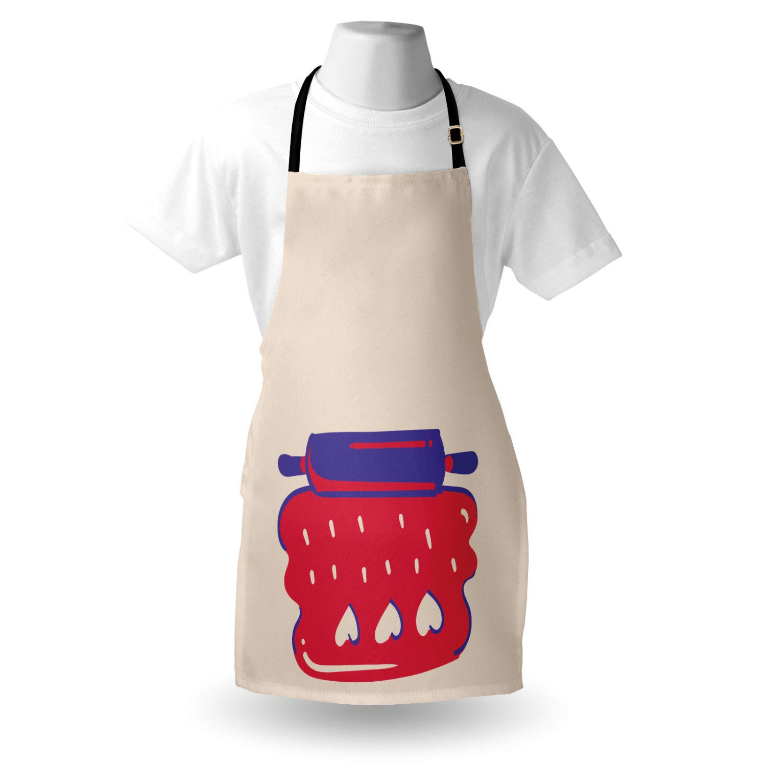 Ambesonne Personalized Chef Apron for Baking & Cooking - Cartoon Love Design with Colorful Rolling Pin & Dough Motif - Adjustable Neck Unisex Kitchen Bib for Adults - Champagne Violet - Perfect for Home Cooks, Bakers & Culinary Enthusiasts