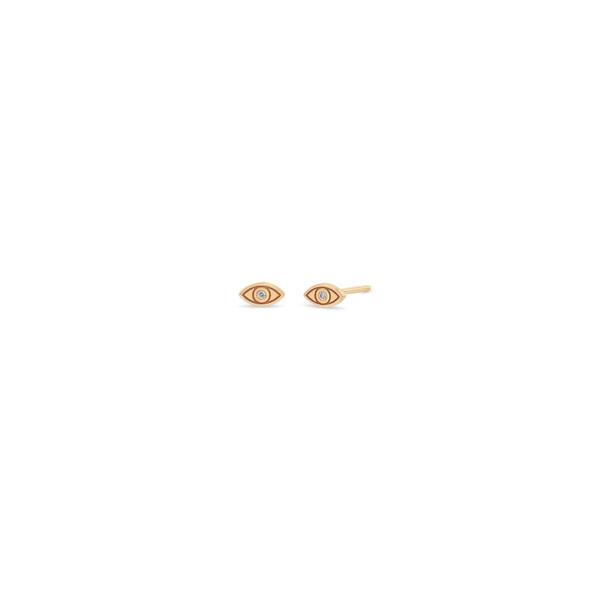 14K Gold Tiny Diamond Evil Eye Stud Earrings for Women - Protection Jewelry for Everyday Wear & Gifting
