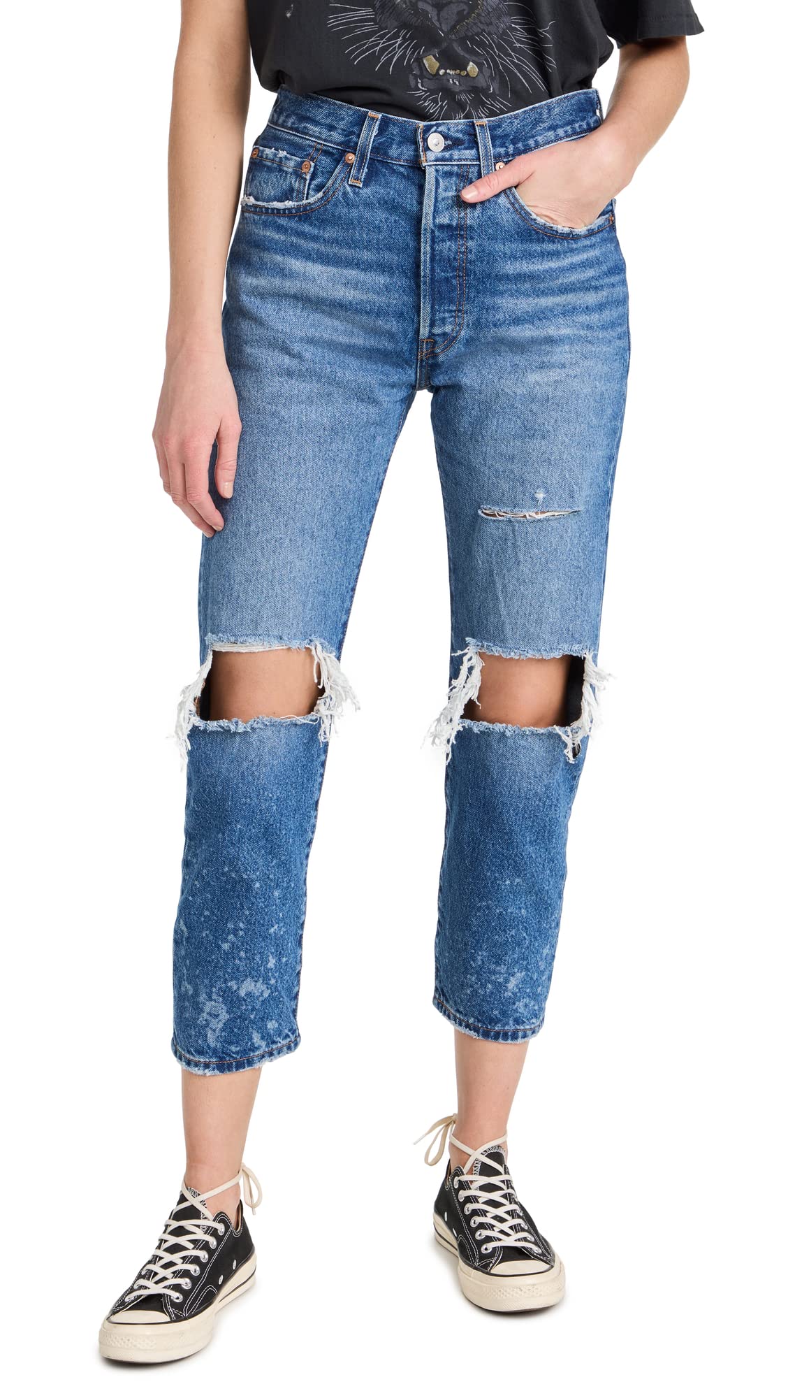 Levi's Women's Premium 501 Crop Jeans - High Waist Straight Leg Denim Pants for Casual Wear & Everyday Outfits