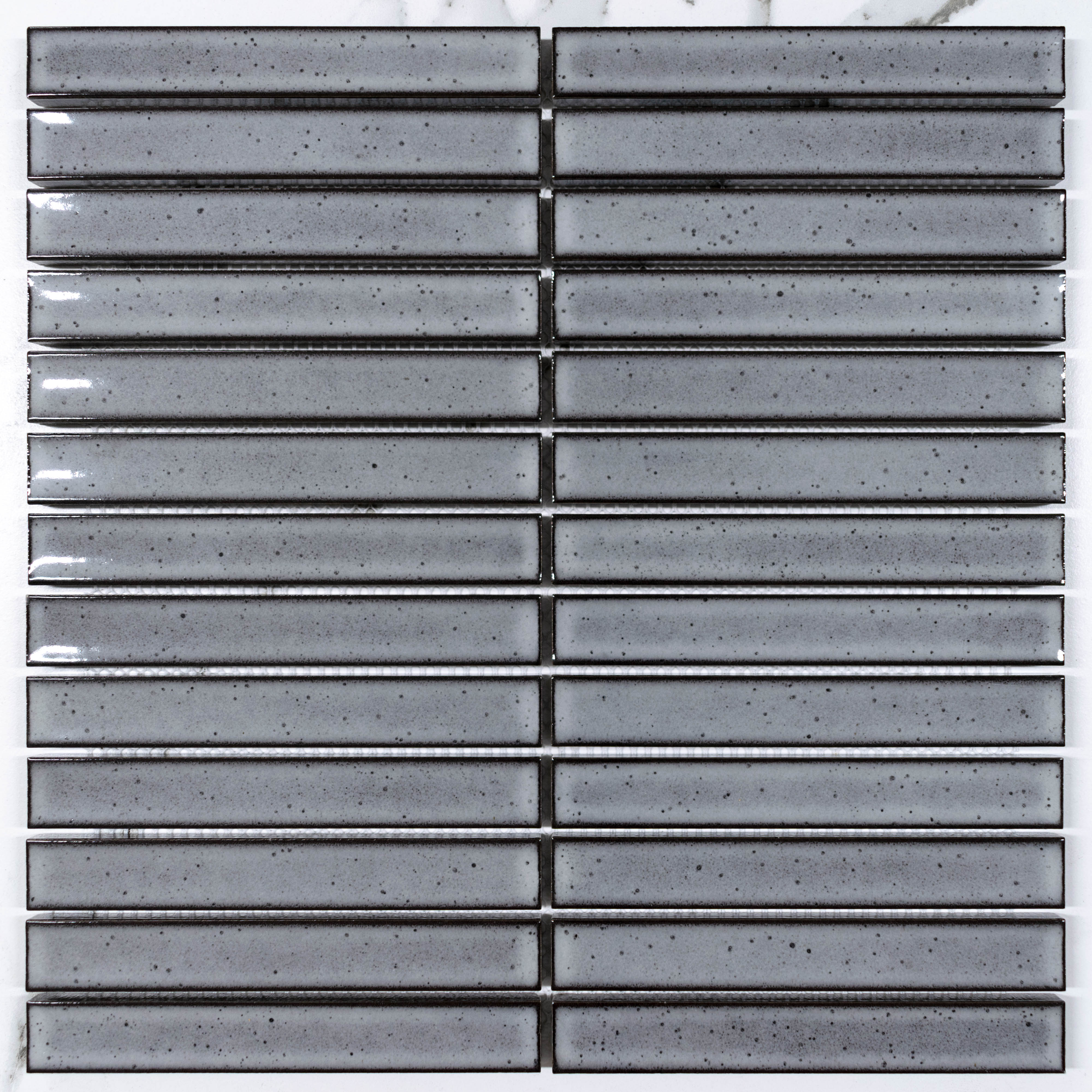 Premium Glossy Kit Kat Tile - 20x145mm Bamboo Grey - Perfect for Kitchen Backsplash, Bathroom Walls & Modern Interior Design