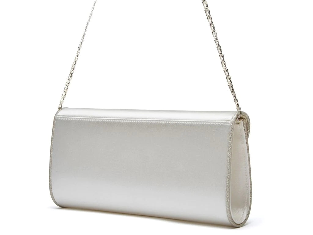 Rainbow Club Ivory Satin and Silver Bridal Clutch Bag Viki - Elegant Wedding Purse for Bride, Bridesmaids & Special Occasions | Perfect for Ceremony, Reception & Formal Events