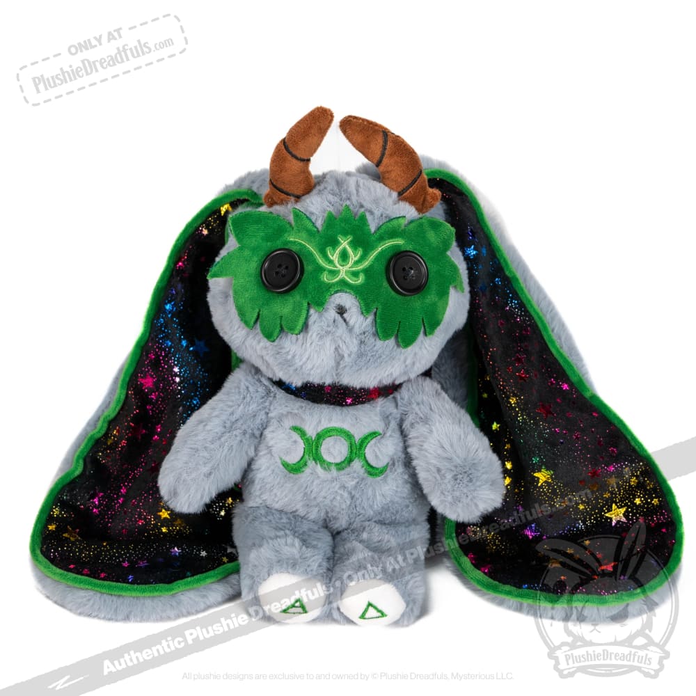Plushie Dreadfuls Grey Witch Rabbit - Soft Stuffed Animal Toy for Halloween Decor, Witch-Themed Gifts & Cute Room Decorations