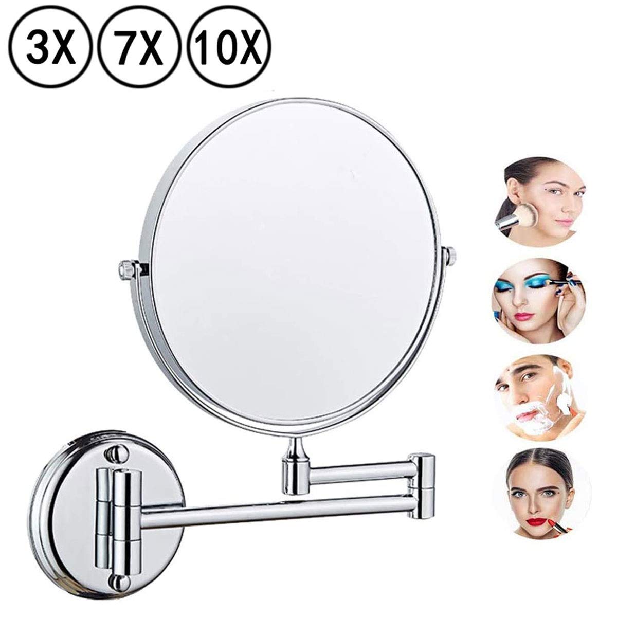 360° Rotating Wall Mounted Makeup Mirror - Double-Sided Round Bathroom Mirror for Perfect Makeup Application, Contact Lens Insertion & Shaving | Ideal for Vanity, Dressing Room & Bathroom Decor