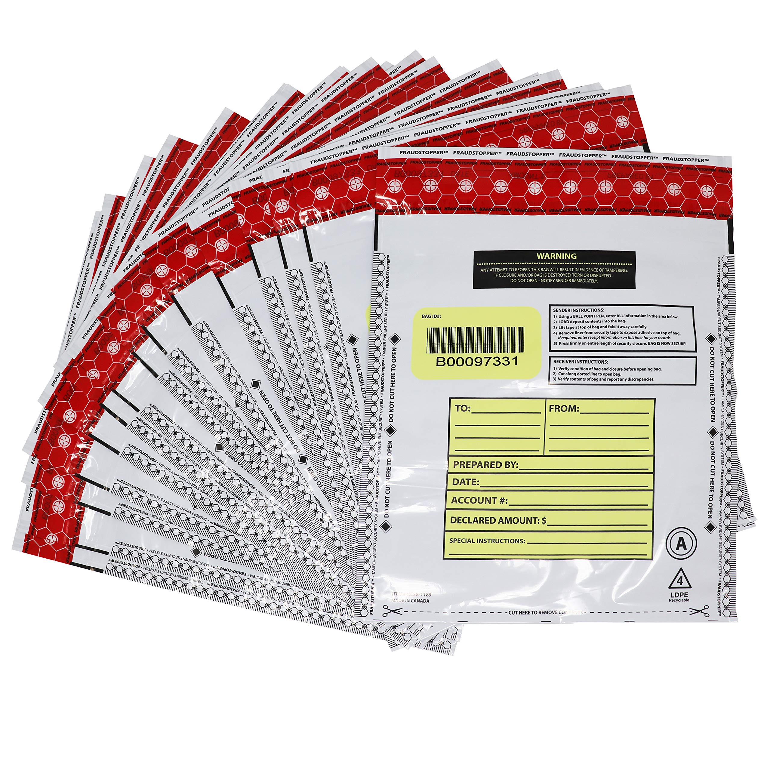 Nadex Tamper Evident Bank Deposit Bags for Cash & Coin - 9x12 Inch Opaque Security Bags (1000 Pack) - Fraud Proof Money Storage for Retail, Banks & Business Use