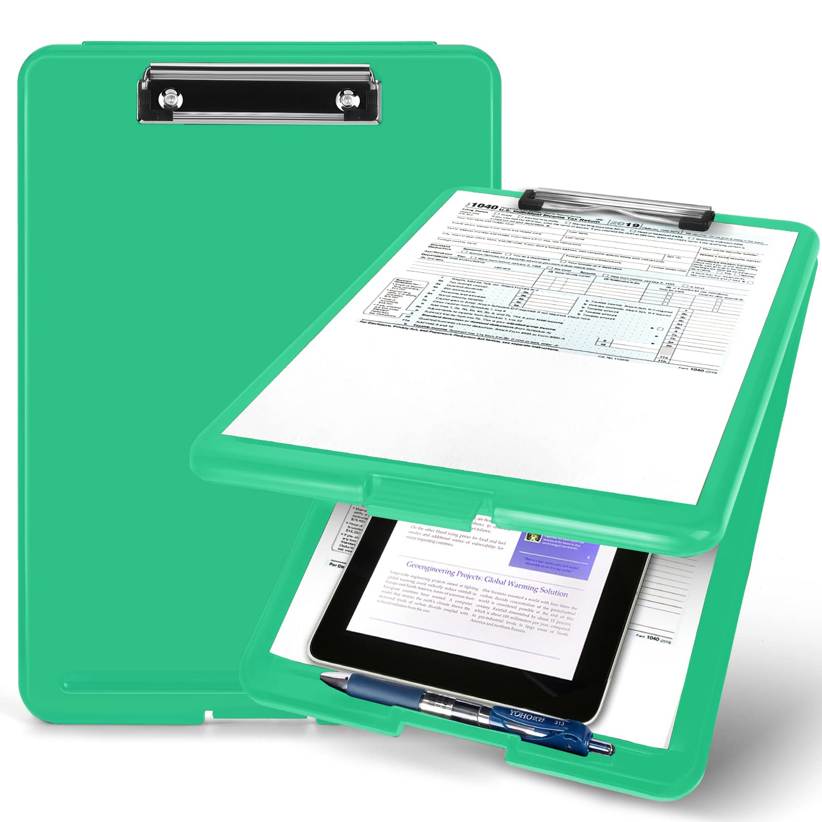 High Capacity Plastic Clipboard with Storage - Foldable Nursing Clipboard for Medical & Office Use (9.5