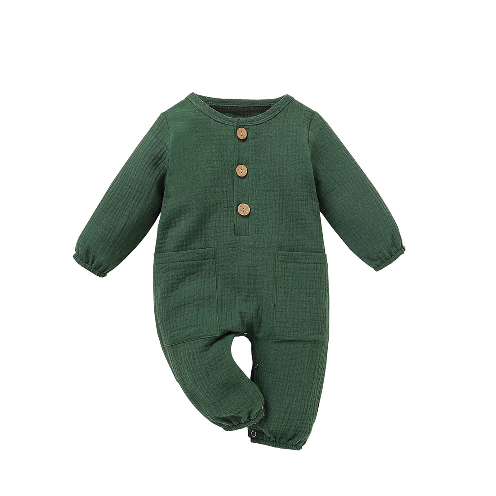 DKygxwt Baby Romper Jumpsuit - Soft Linen Cotton Outfit with Pockets for Newborn Boys & Girls | Perfect for Playtime, Photo Shoots & Everyday Wear