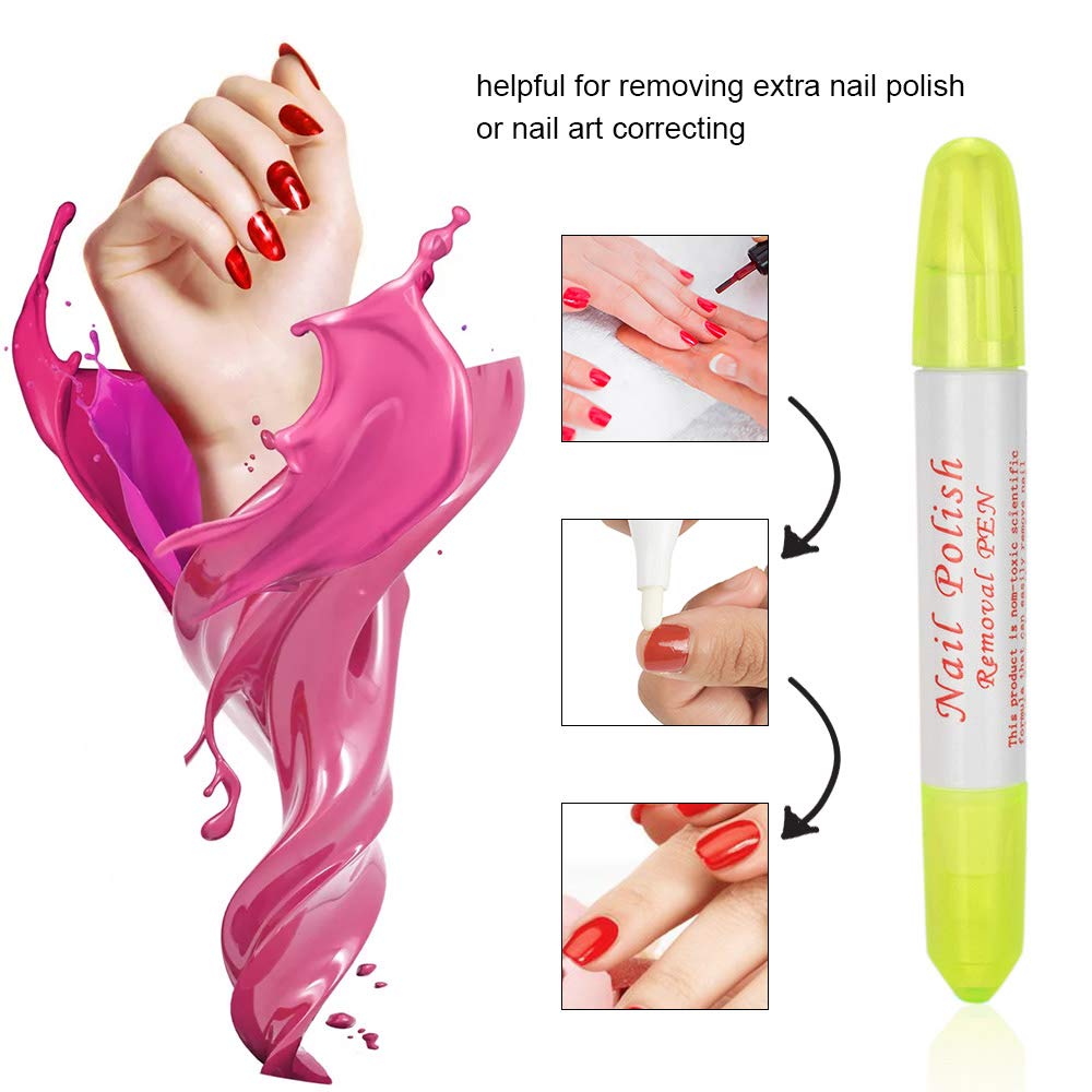 Professional 5Pcs Nail Polish Remover Pens with Cotton Heads - Quick Dry Manicure Corrector for DIY Nail Art & Mistakes | Portable Nail Polish Correction Tool for Home, Salon & Travel Use