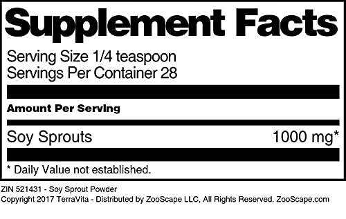 Organic Soy Sprout Powder 1oz (30g) - Non-GMO, Gluten-Free Superfood for Smoothies & Baking | ZIN: 521431 | Boost Immunity & Energy Naturally