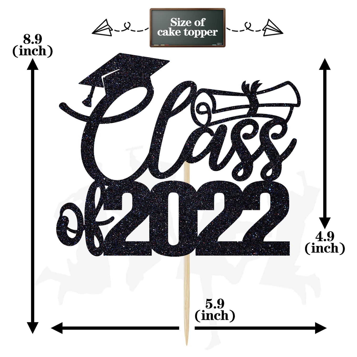2022 Graduation Cake Topper - Happy Graduation Party Decor for College Grads, Congrats Grad Cake Topper (Black) | Perfect for Graduation Cakes, Cupcakes & Dessert Tables