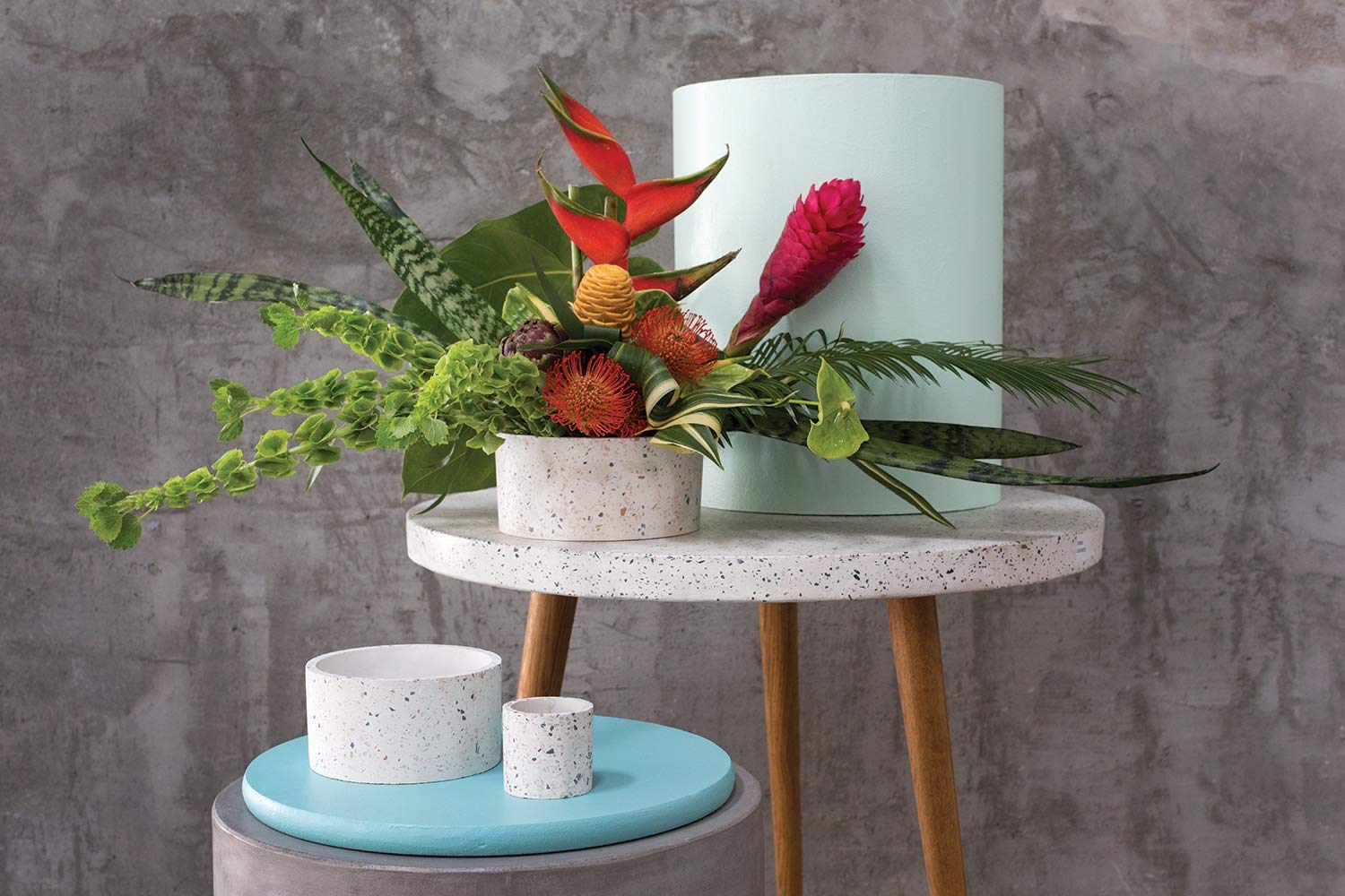 Terrazzo Ceramic Indoor Planter - White Decorative Flower Pot for Succulents, Herbs & Small Plants | Perfect for Kitchen Windowsill, Porch, Patio & Home Decor | Durable Ceramic Plant Pot with Drainage Hole