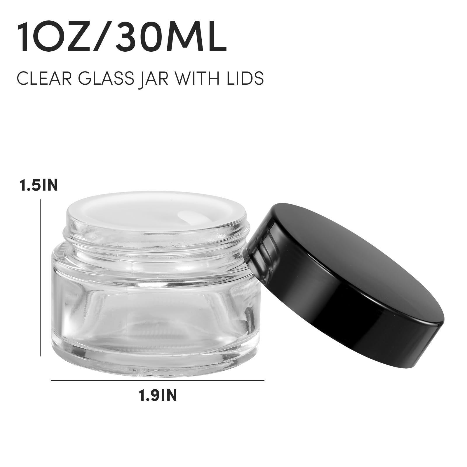 1oz (30ml) Clear Glass Jars with Airtight Lids - 4 Pack Small Reusable Containers for Creams, Lotions, Cosmetics, Spices & Powders | Perfect for DIY Beauty Products, Essential Oils Storage & Travel Size Organizers