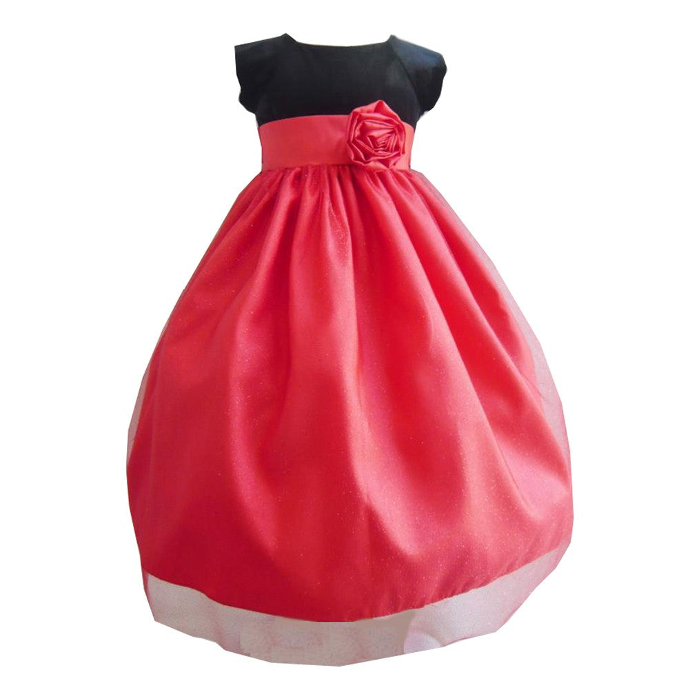 Black & Red Velvet Glitter Tulle Christmas Party Dress for Girls Size 8-10 | Special Occasion Holiday Outfit for Pageants, Photos & Festive Events
