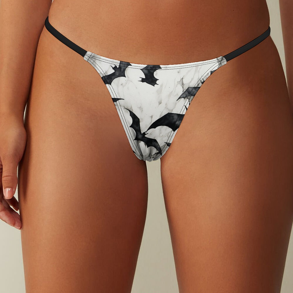 Sexy Bats Thin Thong for Women - Comfortable G-String Underwear for Everyday Wear & Date Night - Lingerie Panties for Sleepwear & Intimate Moments