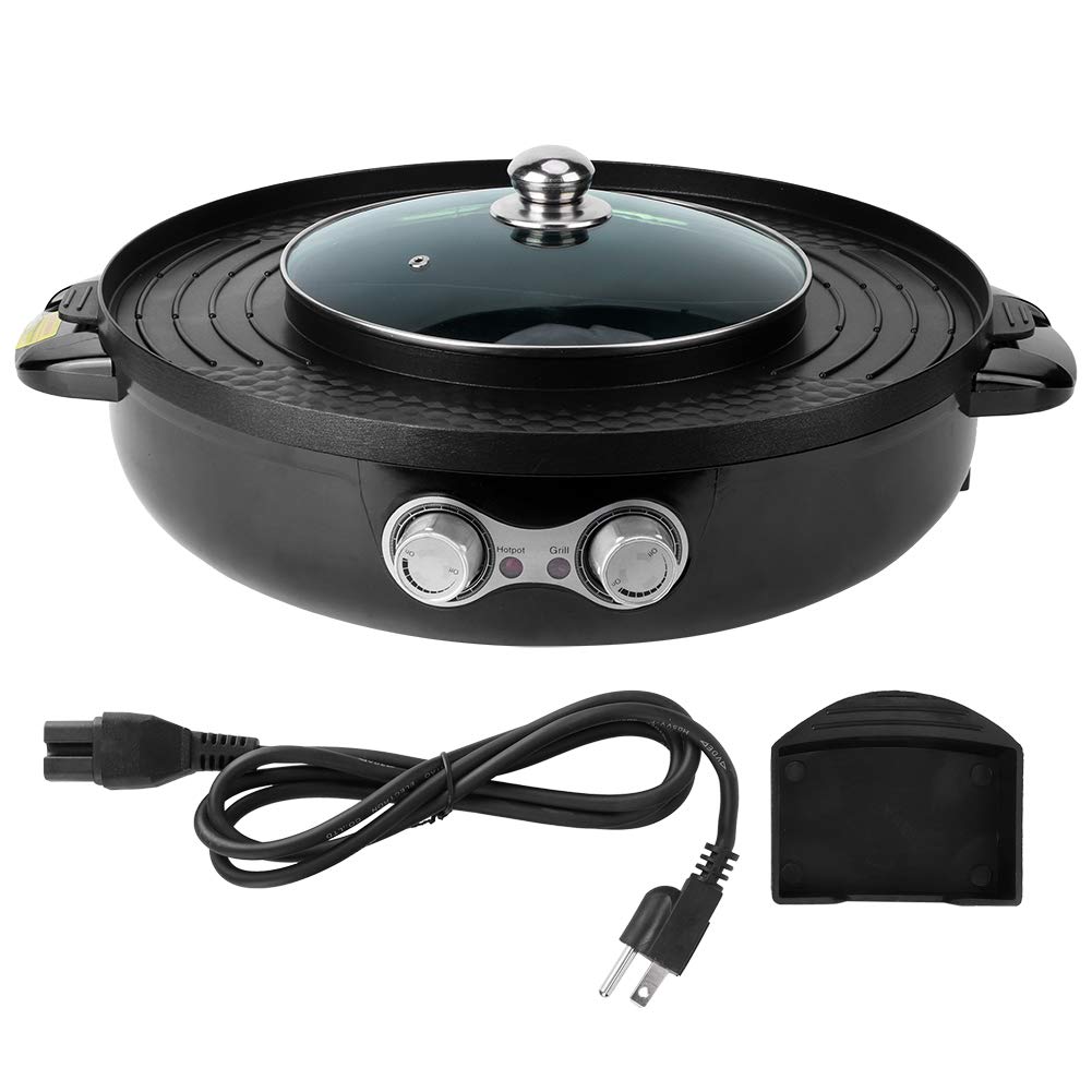 Non-Stick Electric Hot Pot & Grill Pan - 110V Smokeless Indoor BBQ, Shabu Shabu, Fondue for Home Kitchen | Perfect for Family Gatherings, Parties & Healthy Cooking