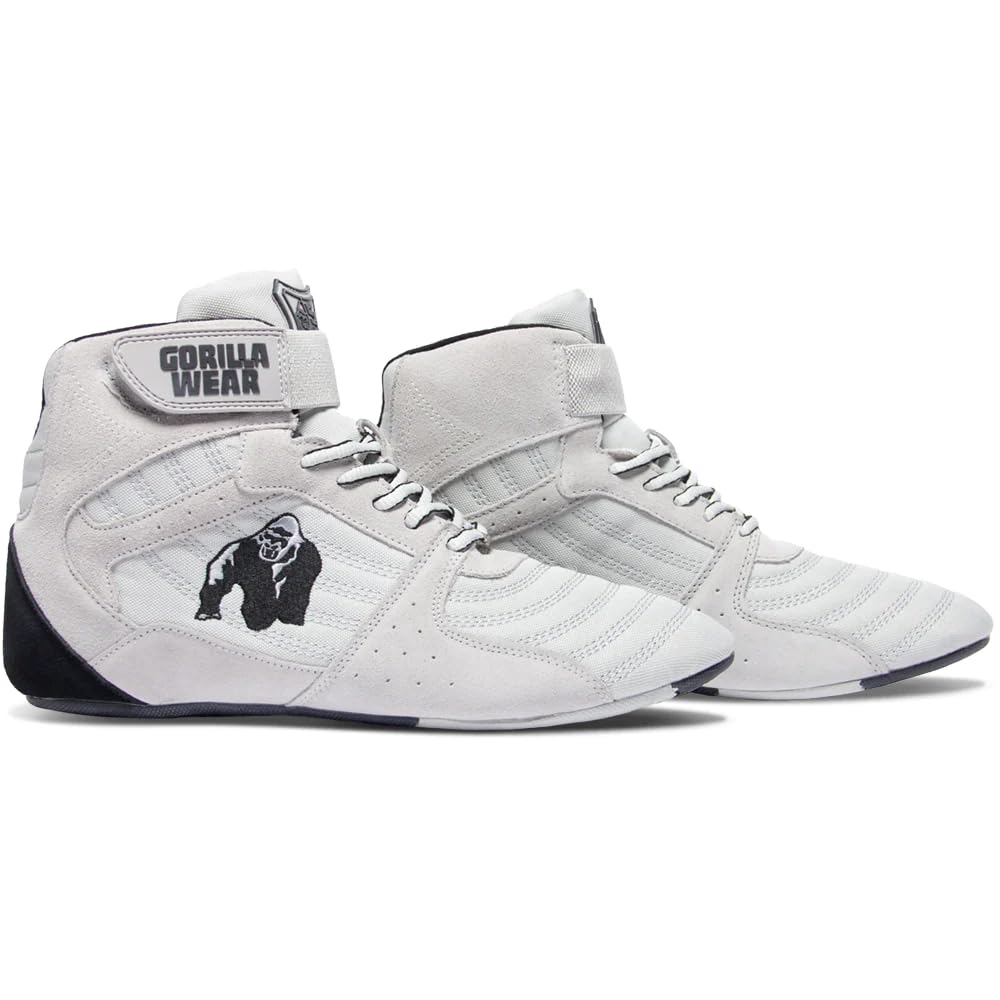 GORILLA WEAR Perry High Tops Pro Weightlifting Shoes for Squats, Deadlifts & Powerlifting - Cross Training Gym Shoes for Men & Women in White - Perfect for Weight Training, Olympic Lifting & Strength Workouts