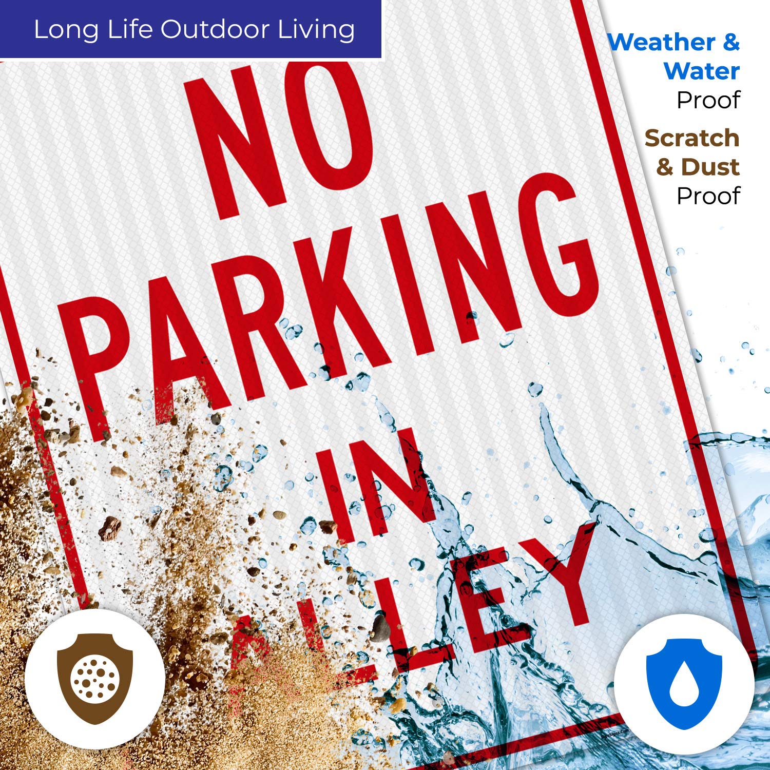 No Parking in Alley Sign - 24x30 Inches, 3M EGP Reflective .080 Aluminum, Fade Resistant & Easy Mounting - Indoor/Outdoor Use - Made in USA - Perfect for Driveways, Private Roads & Commercial Properties