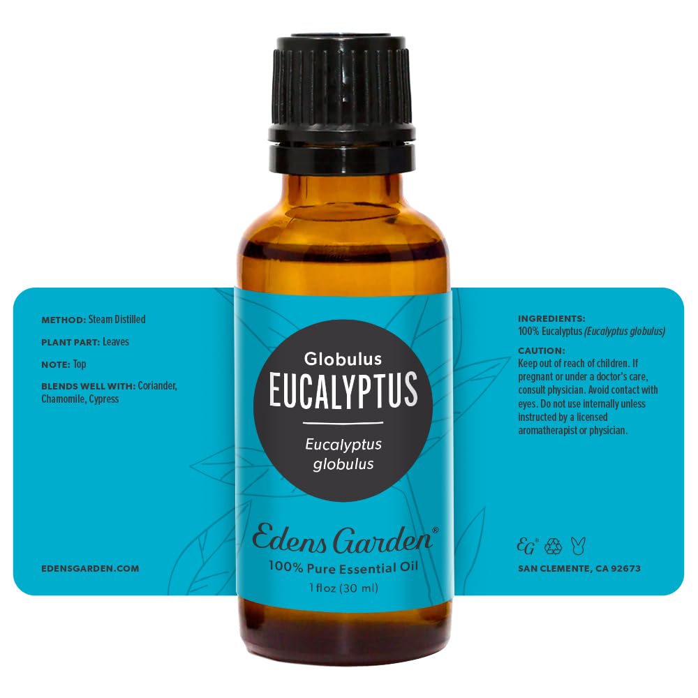 Edens Garden Eucalyptus Globulus Essential Oil - 100% Pure Therapeutic Grade, Undiluted Natural Aromatherapy Oil for Diffusers, Humidifiers, Massage & Relaxation (1 fl oz / 30ml) - Perfect for Stress Relief, Spa Days & Home Fragrance