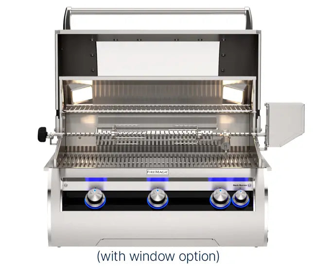 Fire Magic E660i 30-Inch 3-Burner Built-In Gas Grill with Rotisserie & Analog Thermometer - Premium Diamond Echelon Series for Outdoor Cooking, Backyard BBQs, and Patio Entertaining