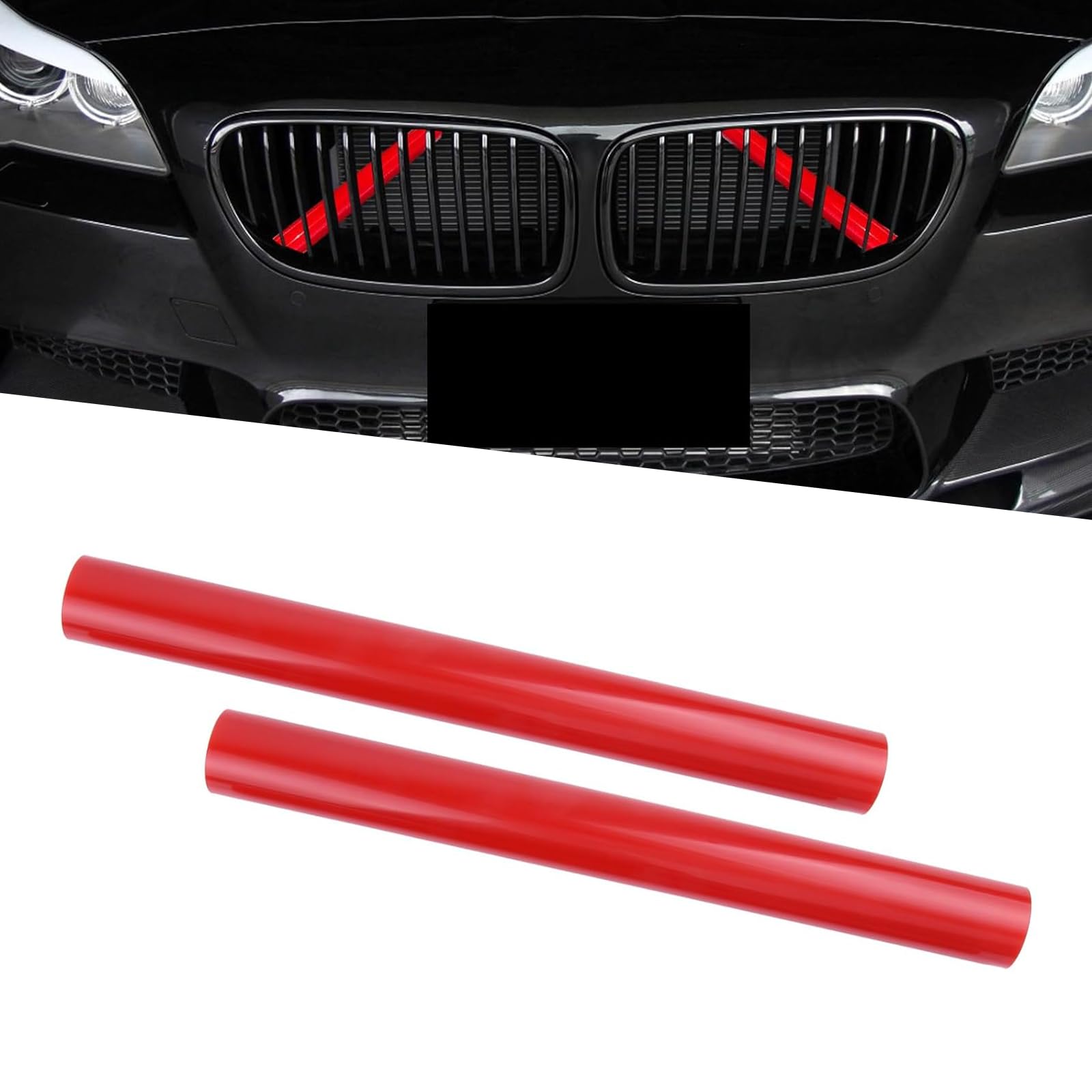 2 PCS Car Grill Inserts Decorative Strip - 12.99In x 1.18In Waterproof ABS Front Grill Covers for BMW 3/4/5/6/7 Series X1 X2 X3 X4 X5 - Red Auto Styling Accessories for Car Customization & Vehicle Enhancement