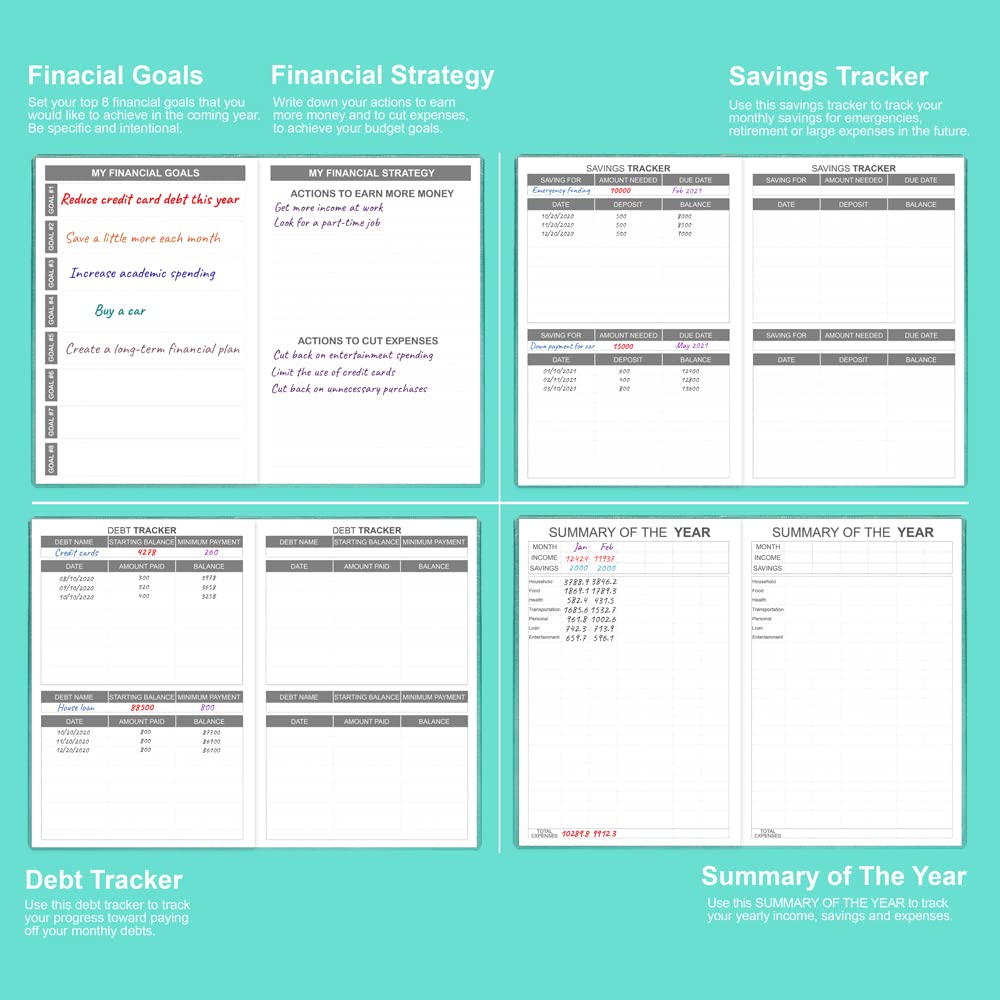 2024-2025 Budget Planner - Undated Monthly Expense Tracker Notebook | 12-Month Financial Organizer | 5.8 x 8.3 Inch Green Finance Journal | Perfect for Personal Budgeting, Bill Tracking & Money Management