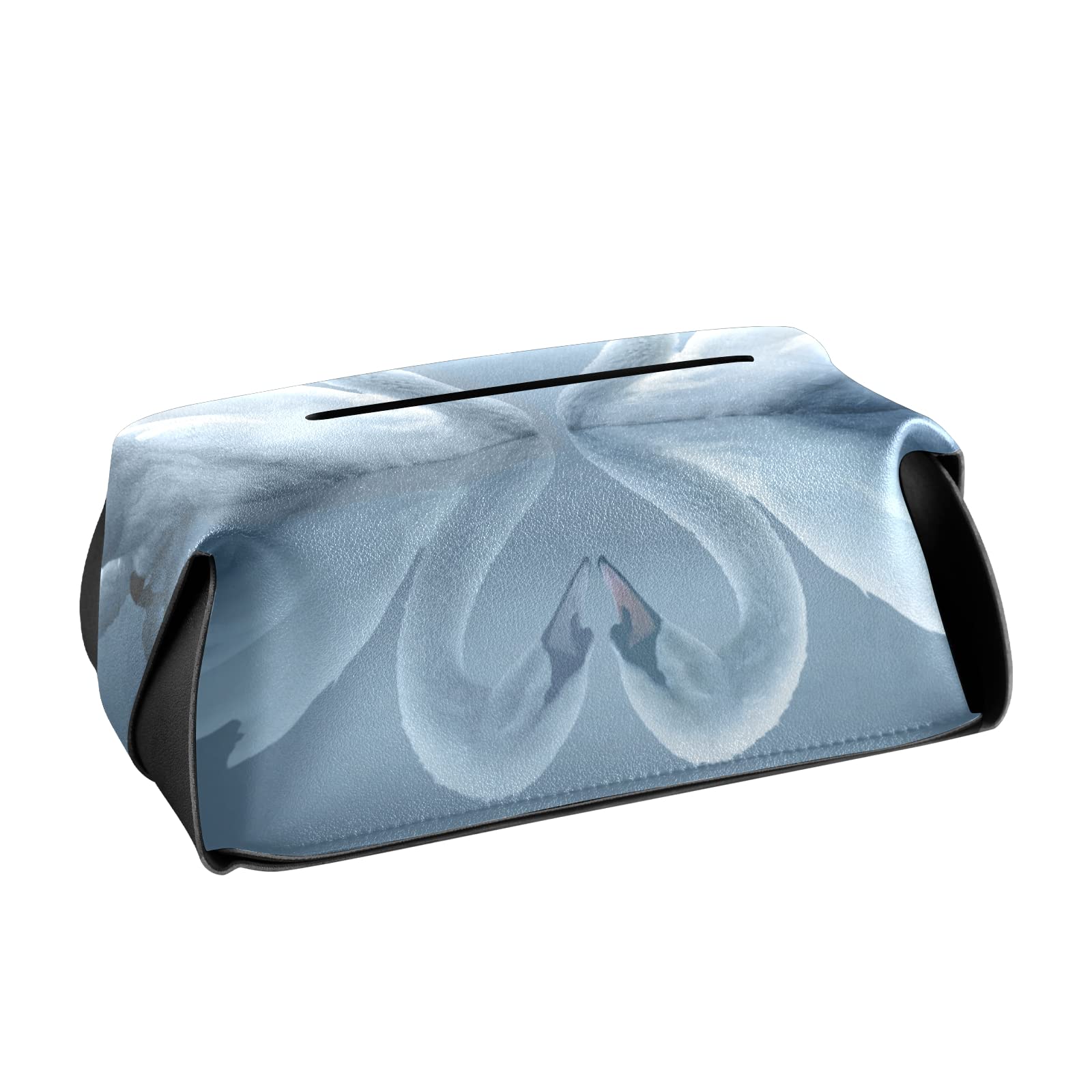 Elegant Swan Duck Heart-Shaped Leather Tissue Box Cover - Rectangle Bathroom & Home Decor for Nightstand, Vanity, Office Desk, Car (9.4x5.1x3.6 inches) | Romantic Home Accessory for Valentine's Day & Anniversary Gifts