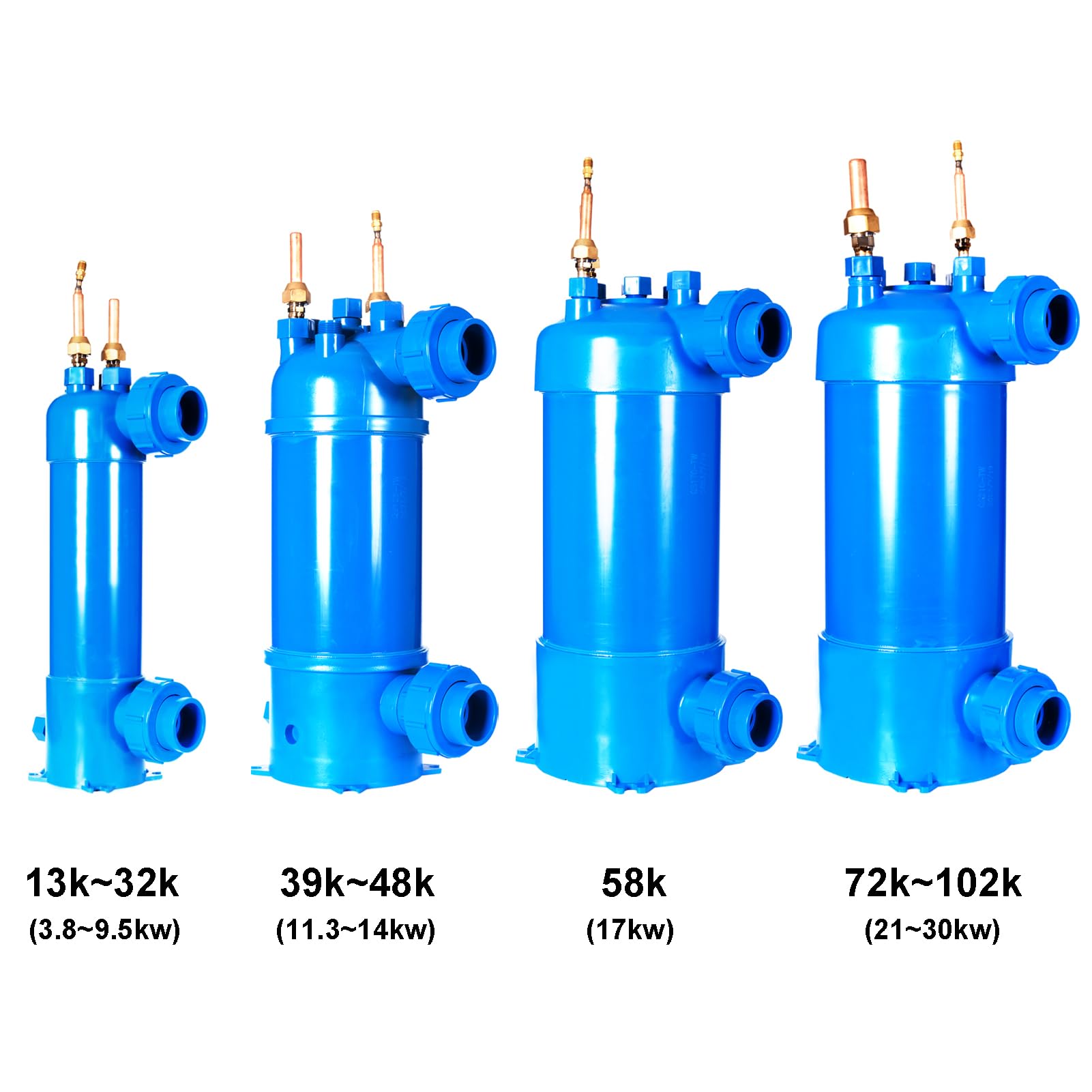 58 kBtu Titanium Pool Heat Exchanger with PVC Shell - Solar Spa Heating & Cooling System for Swimming Pools, Hot Tubs, and Inground Pools