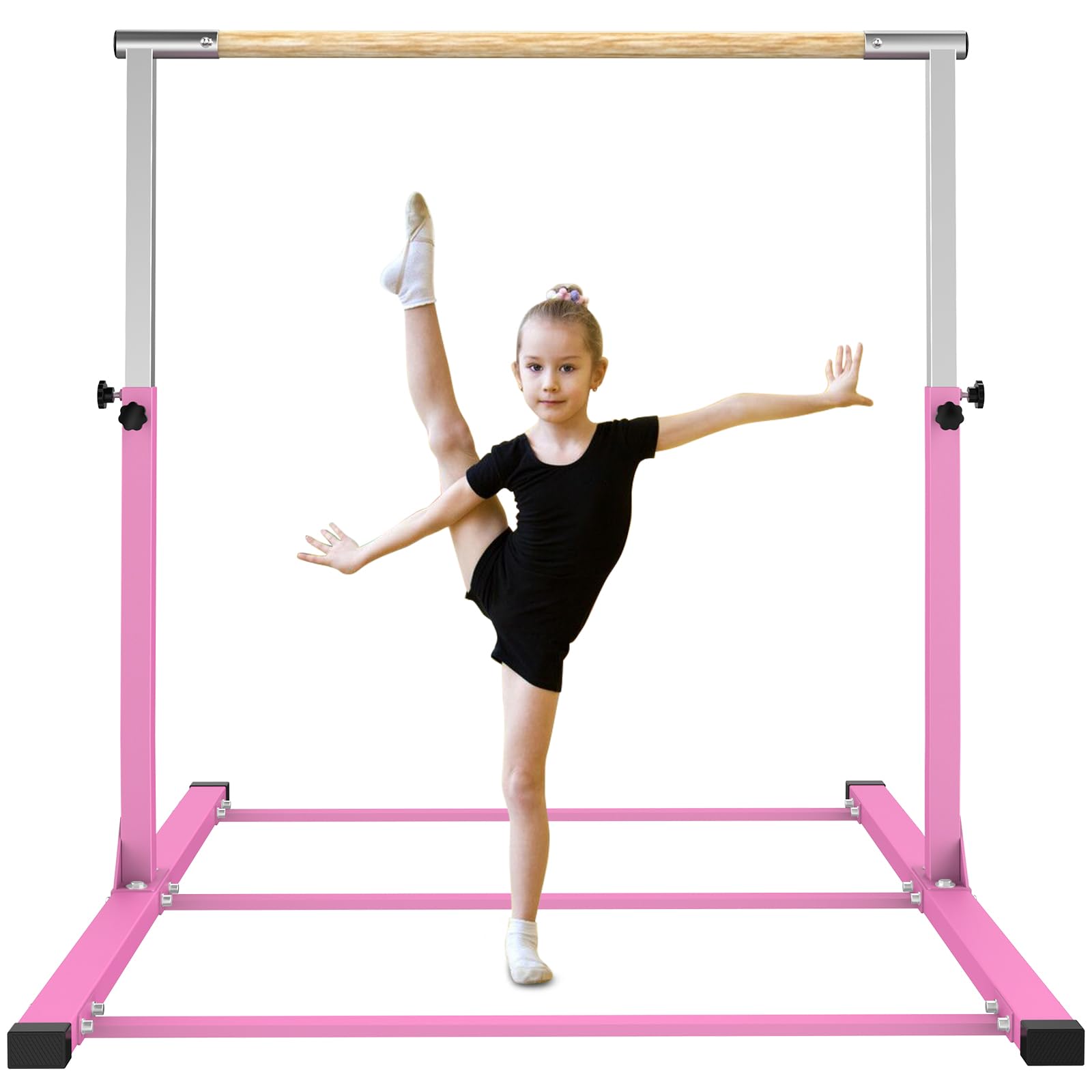 Adjustable Gymnastics Training Bar for Kids - 3' to 5' Height Horizontal Kip Bar - Perfect for Home Practice, Backyard Training & Indoor Exercise