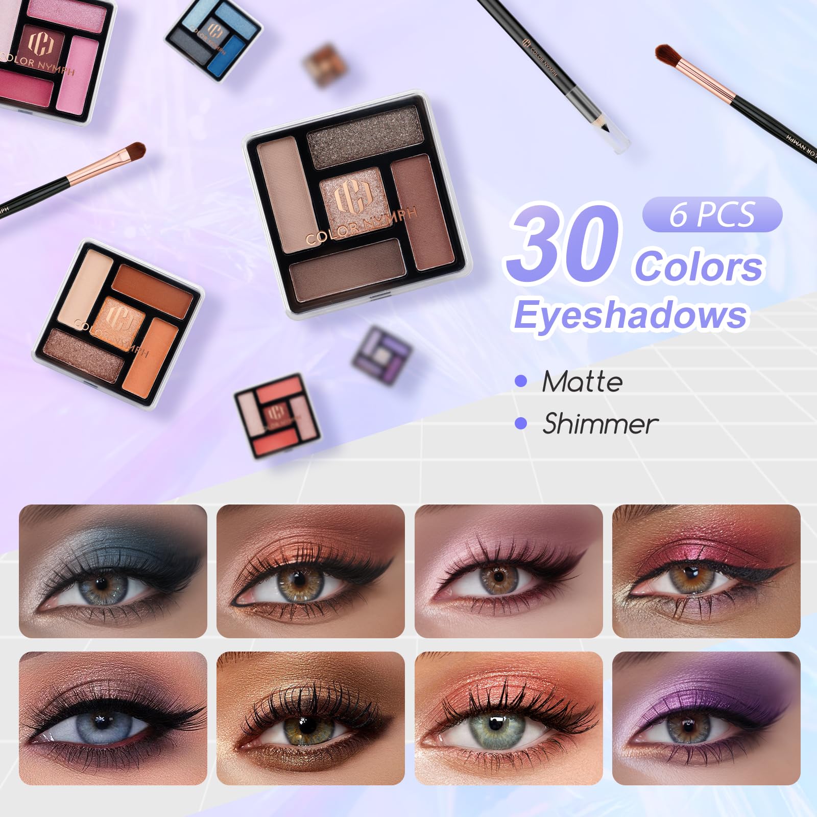 Professional Color Nymph Makeup Kit for Women & Teens - 35 Color Eyeshadow Palette with Lipstick, Blush, Brushes, Lip Gloss & Mascara - Full Cosmetics Set in Travel Case for Everyday Makeup & Special Occasions
