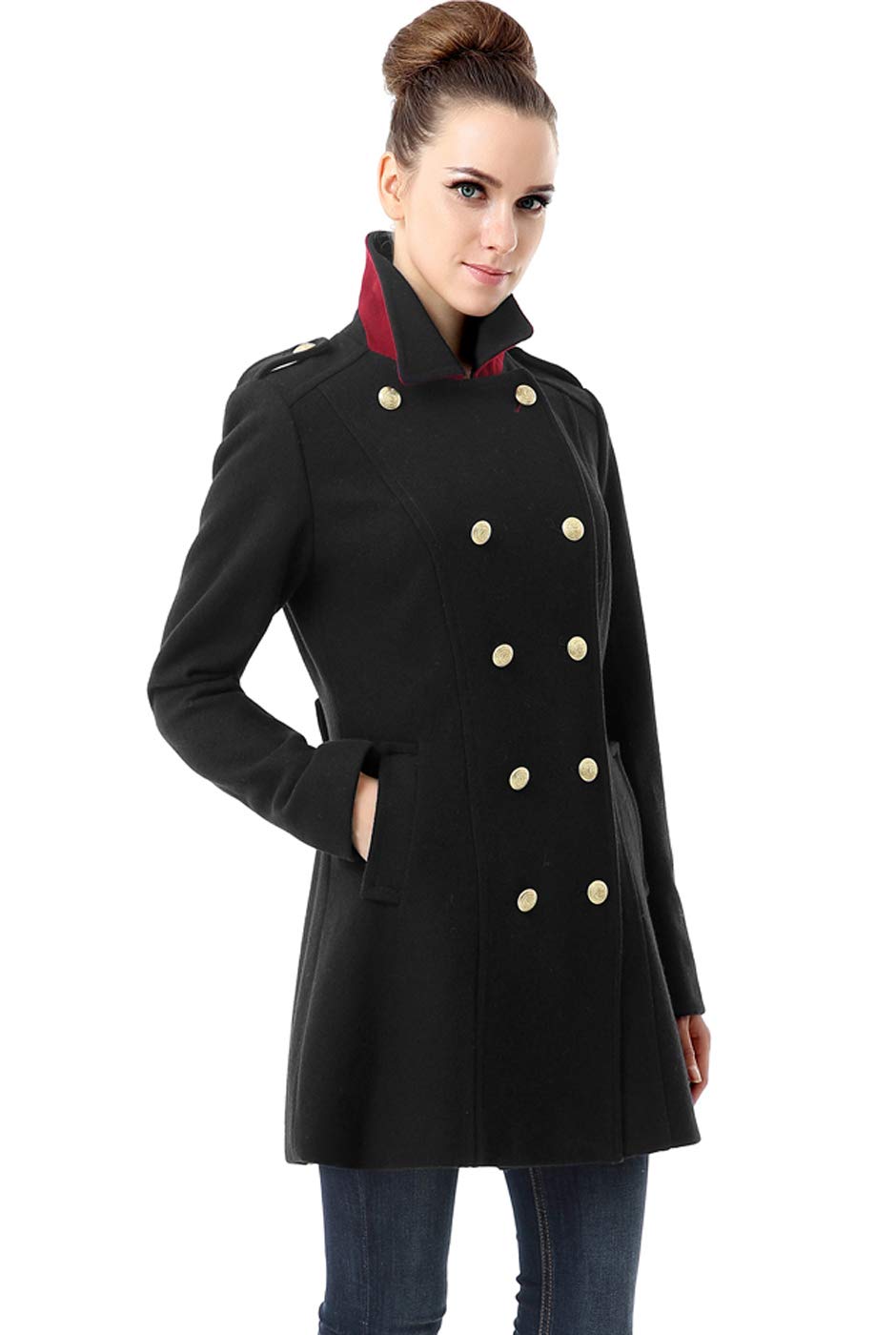 BGSD Women's Victoria Wool Blend Fitted Military Pea Coat - Classic Winter Walking Jacket (Plus Size & Petite Available) | Perfect for Office, Dating & Formal Occasions