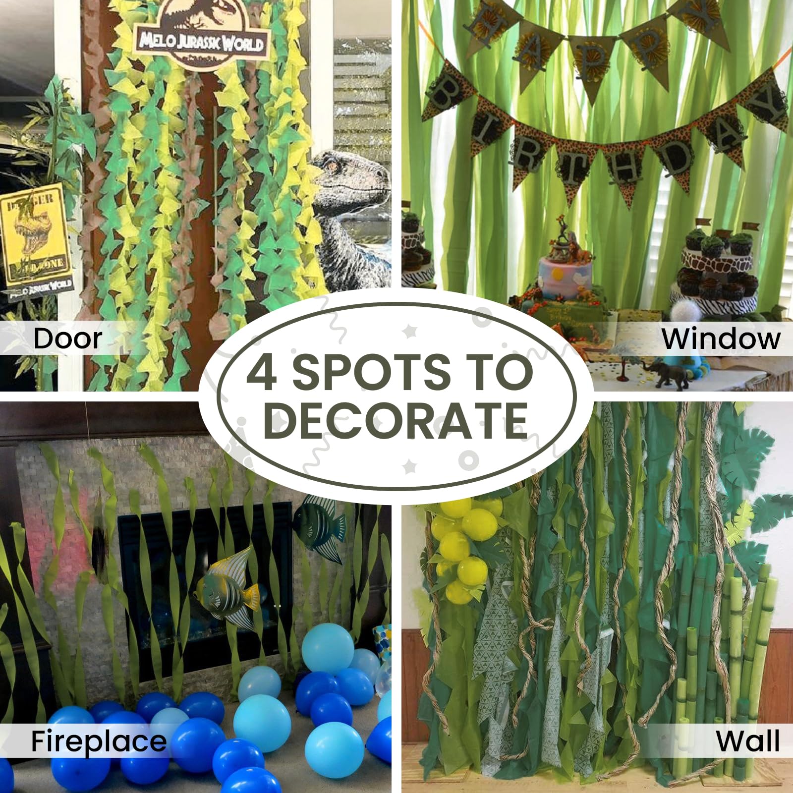 PartyWoo Crepe Paper Streamers - 10 Rolls (820ft Total) Green & Gold Decorative Streamers for Birthday, Christmas & Party Decorations - Perfect for DIY Backdrops, Ceiling Decor & Photo Booth Props (1.8