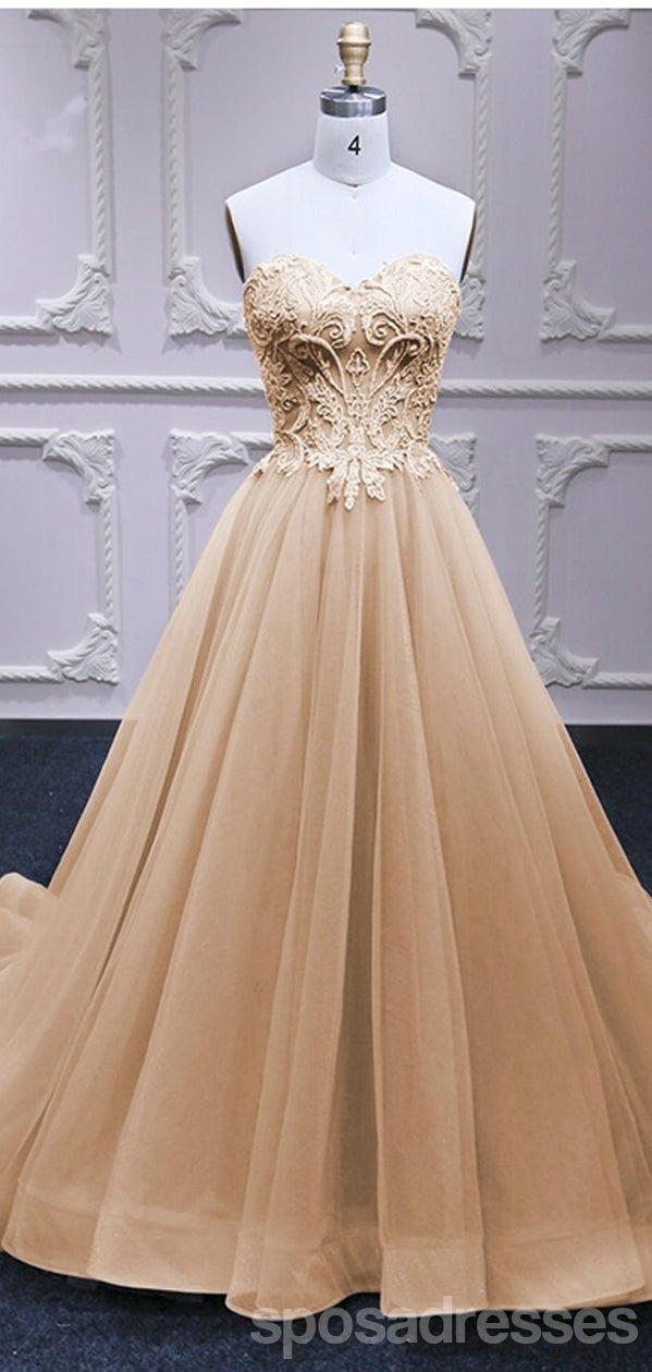 Elegant Champagne A-Line Sweetheart Long Prom Dresses for Women - Affordable Formal Gowns for Homecoming, Ball & Special Occasions